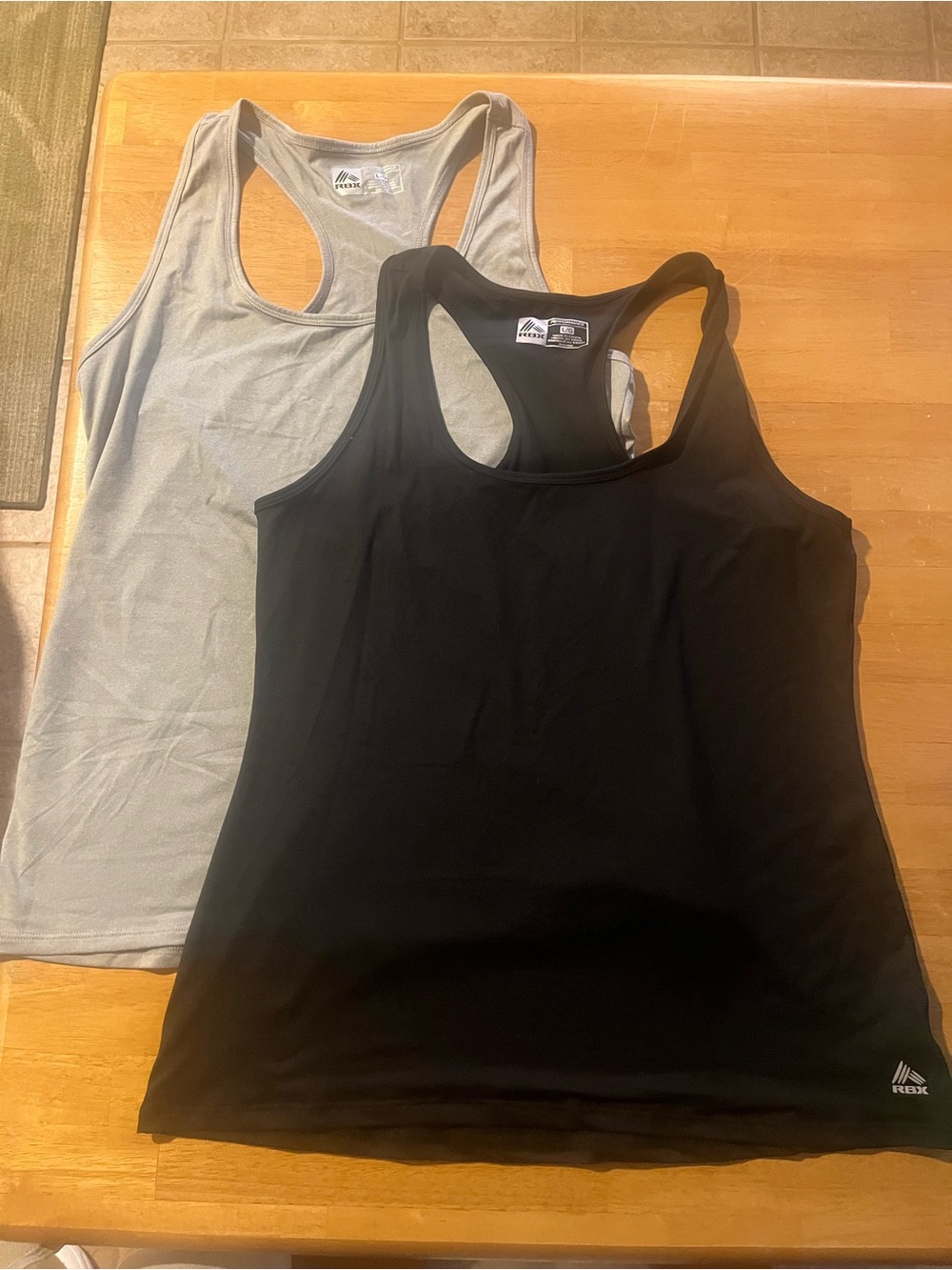 RBX Women's Racerback Tank Tops in Black and Light Gray